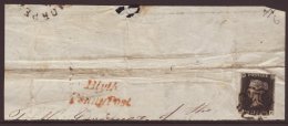 1840 1d Black, SG 2, 'CF' Plate 6, Very Fine Used With 4 Margins And Tied To Large Piece By Black MC Cancel,... - Non Classificati