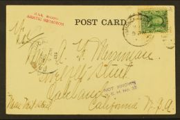 YANGTZE RIVER PATROL SHIP MAIL. 1904 (30 Jan) Picture Postcard Addressed To California, Bearing US 1c Stamp Tied... - Altri & Non Classificati