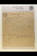 USED IN IRAQ BAGDAD - KERYE BACHI Circa 1910 Printed TELEGRAM FORM With Message In Arabic, Bearing An Unidentified... - Altri & Non Classificati