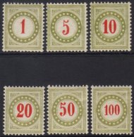 POSTAGE DUES 1907-09 Vermilion & Brown-olive Inverted Frames Complete Set, Michel 23/28, SG D268II/73II,... - Andere & Zonder Classificatie