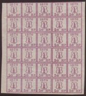 1870 BASLE POLICE STAMPS 50c Violet, Large Part Sheet Comprising The Lower Six Rows Of Five, Fine Never Hinged... - Otros & Sin Clasificación