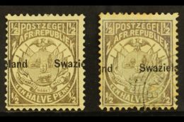 1889-90 ½d Grey, Perf 12½ Overprinted SG 4, Straddled Misplaced Overprints Mint And Used (some Age... - Swaziland (...-1967)