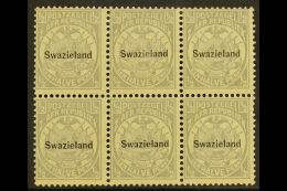 1889-90 ½d Grey, Perf 12½ Overprinted SG 4, Block Of Six (3 X 2), Fine And Fresh Mint Never Hinged.... - Swaziland (...-1967)