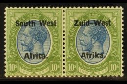 1923 Setting II, 10s Blue & Olive-green, Bilingual Overprint Pair, SG 14, Fine Mint. For More Images, Please... - Zuidwest-Afrika (1923-1990)