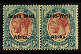 1923 Setting II, 5s Purple & Blue Bilingual Overprint Pair, SG 13, Fine Mint. For More Images, Please Visit... - Zuidwest-Afrika (1923-1990)