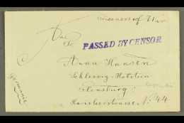 1915-19 Stampless Env Endorsed "Prisoner Of War" From Aus Camp To Germany, On The Front Very Fine "PASSED BY... - Afrique Du Sud-Ouest (1923-1990)