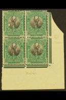 1926-7 ½d Black & Green, Pretoria Printing, Issue 1 Control Block Of 4 With White Mark From Paper... - Zonder Classificatie