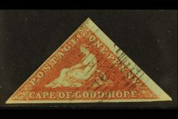 CAPE OF GOOD HOPE 1853 1d Pale Brick- Red On Deeply Blued, SG 1, Used With Light Delicate Cancel & 3 Small /... - Sin Clasificación