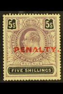 CAPE OF GOOD HOPE REVENUE - 1911 5s Purple & Black, Ovptd "PENALTY" With Broken Bar Of "A" In Ovpt, Barefoot... - Unclassified