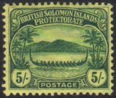 1908 5s Green / Yellow Top Value, SG 17, Very Fine Mint. For More Images, Please Visit... - Isole Salomone (...-1978)