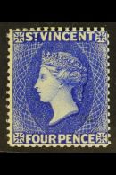 1882-83 4d Ultramarine Watermark Crown CA Reversed, SG 41x, Fine Unused (no Gum). Lovely Fresh Colour! For More... - St.Vincent (...-1979)