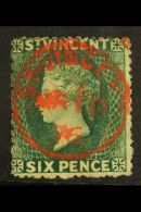 1871 6d Deep Green, Wmk Small Star, Perf 14 To 16,  Variety "wmk Sideways", SG 16a, Very Fine Used With Complete... - St.Vincent (...-1979)