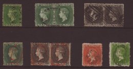 1861-80 USED GROUP On A Small Stockcard. Inc 1861 6d Deep Yellow Green (SG 2), 1871 6d Pair (SG 16), 1872-75 1d... - St.Vincent (...-1979)