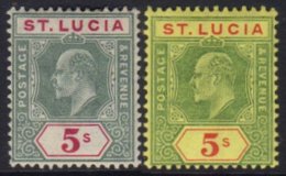 1905-07 5s Green And Carmine & 5s Green And Red/yellow, SG 76/77, Very Fine Mint. (2 Stamps) For More Images,... - Ste Lucie (...-1978)