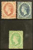 1863 (1d) Lake Wmk Reversed, SG 5 Ax, (4d) Indigo, SG 7, And (6d) Emerald Green Wmk Reversed, SG 8x, Very Fine... - Ste Lucie (...-1978)