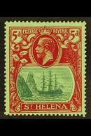 1922-37 5d Green & Deep Carmine/green "Cleft Rock" Variety, SG 130c, Fine Mint For More Images, Please Visit... - Sainte-Hélène