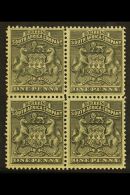 1892-3 1d Black, Block Of 4, SG 1, Superb Mint, Lower Pair Appears To Be Never Hinged. For More Images, Please... - Otros & Sin Clasificación