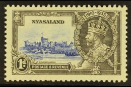 1935 1d Ultramarine And Grey Silver Jubilee, Variety "Bird By Turret", SG 123m, Very Fine NHM. For More Images,... - Nyassaland (1907-1953)