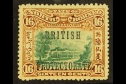 1901-05 16c Green And Chestnut, Protectorate Overprint, Perf 13½-14, SG 136, Fine Mint. For More Images,... - North Borneo (...-1963)