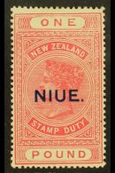 1918-29 £1 Rose-pink, Thick, Opaque, White Chalky Paper, SG 37c, Fine Mint. For More Images, Please Visit... - Niue