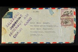 1958 ARGONAUT AIR CRASH AT KANO (24th June) Airmail Envelope Ebute Metta To London, Bearing 1s Pair Tied Cds, And... - Nigeria (...-1960)