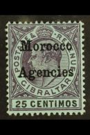 GIBRALTAR ISSUES OVERPRINTED 1903-05 25c Purple And Black/blue With Hyphen Between "nc", SG 20c, Very Fine Mint.... - Altri & Non Classificati