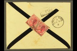 1892 (Mar 21) Mourning Envelope To Forest Side Bearing (on Reverse) 2c On 4c (SG 118) Pair, Tied By Beau Bassin... - Mauritius (...-1967)