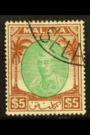 KELANTAN 1951 $5 Green And Brown Sultan Ibrahim, SG 81, Very Fine Used. For More Images, Please Visit... - Otros & Sin Clasificación