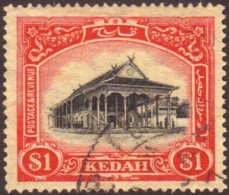 KEDAH 1926 $5 Black And Deep Carmine, Wmk Crown To Left Of CA, SG 40w, Very Fine Used. For More Images, Please... - Otros & Sin Clasificación