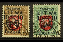 CENTRAL LITHUANIA - POLISH OCCUPATION 1920 10m On 3a Red And Brown And 10m On 5a Red And Blue Green, Mi 12/13,... - Lituania