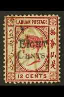 1881 (JUNE) 8c On 12c Carmine With "No Right Foot To Second Chinese Character" Variety, SG 15d, Used With Repaired... - Borneo Septentrional (...-1963)