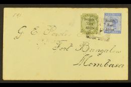 BRITISH EAST AFRICA 1896 Local Mombasa Cover Franked 2a Blue And 4a Olive Green, SG 52,55,  Tied By Squared Circle... - Vide