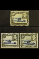 1938-54 3s Blue And Black, The Three Listed Shades/perfs, SG 147/147ac, Fine Mint. (3) For More Images, Please... - Vide