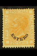 OFFICES IN LEVANT 1878 20c Orange Overprinted "Estero", Sass 11, Very Fine Mint, Large Part Og. Signed Fulpius.... - Otros & Sin Clasificación