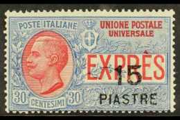 OFFICES IN LEVANT - CONSTANTINOPLE EXPRESS - 1922 15pi On 30c Blue And Red, Sass 2, Very Fine Never Hinged Mint.... - Autres & Non Classés