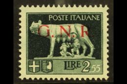 1943 R.S.I. 2L55 Grey Green With Brescia "G.N.R." Overprint, Sassone 483/I, Never Hinged Mint. Signed (with... - Sin Clasificación