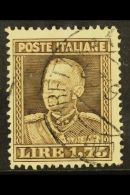 1929 1.75L Brown, Perf 13¾, Victor Emanuel III, Sass. 242, Very Fine Used Example Of This Rare Stamp. Cat... - Non Classificati