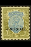 JIND 1927-37 KGV 15R Blue And Olive, SG 102, Very Fine Mint. For More Images, Please Visit... - Other & Unclassified