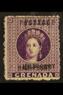 1881 ½d Deep Mauve DOUBLE SURCHARGE Variety, SG 21b, Mint, Rough Perfs, Fresh Colour, Scarce. For More... - Grenada (...-1974)