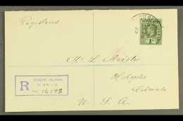 OCEAN ISLAND 1929 Registered Cover To Colorado, USA, Bearing KGV 1s Cancelled With "G.P.O. Ocean Isld." Pmk And... - Islas Gilbert Y Ellice (...-1979)