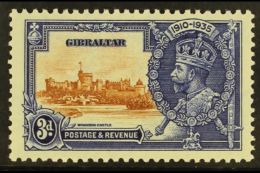 1935 3d Brown And Deep Blue Silver Jubilee, Variety "Lightning Conductor", SG 115c, Superb NHM. For More Images,... - Gibraltar