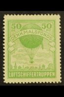 RARE BALLOON LABEL. Circa 1910's 50pf Yellow-green DENKMALSFONDS LUFTSCHIFFERTRUPPEN (Airships Troops Memorial... - Altri & Non Classificati