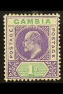 1904-06 1s Violet & Green, "Dented Frame" Variety, SG 67a, Fine Mint For More Images, Please Visit... - Gambie (...-1964)