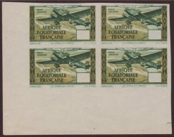 FRENCH EQUATORIAL AFRICA 1943-44 Air (-) Green & Bistre Aircraft Unissued IMPERF WITHOUT VALUE Variety, Maury... - Altri & Non Classificati