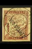 DIEGO SUAREZ POSTAGE DUES  1892 1fr Maroon, Yv 13 Used. Attractive Appearance But With 2 Small Closed Tears At... - Otros & Sin Clasificación