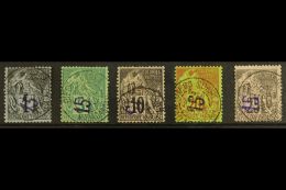 DIEGO SUAREZ 1890 Surcharged Complete Set, Yv 1/5, Very Fine Used (most Bearing Expertizing Marks) For More... - Otros & Sin Clasificación