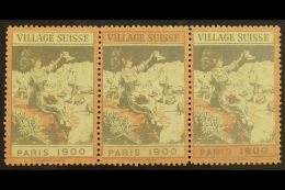 PARIS EXHIBITION LABELS. 1900 'Village Suisse' Horizontal SE-TENANT STRIP Of 3 Labels With Red Or White... - Autres & Non Classés