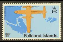 1979 11p Opening Of Stanley Airport WATERMARK TO LEFT Variety, SG 361w, Very Fine Never Hinged Mint. For More... - Islas Malvinas
