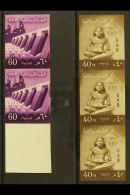 1959-60 Republican Definitive Issue, 40m Imperf Vertical Strip Of Three, 60m Imperf Marginal Vertical Pair,... - Altri & Non Classificati