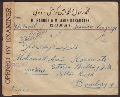 1943 INDIA USED IN (24 Oct) Censored Printed Envelope To Bombay, Bearing 2a6p Bright Violet On Reverse, Tied By... - Dubai